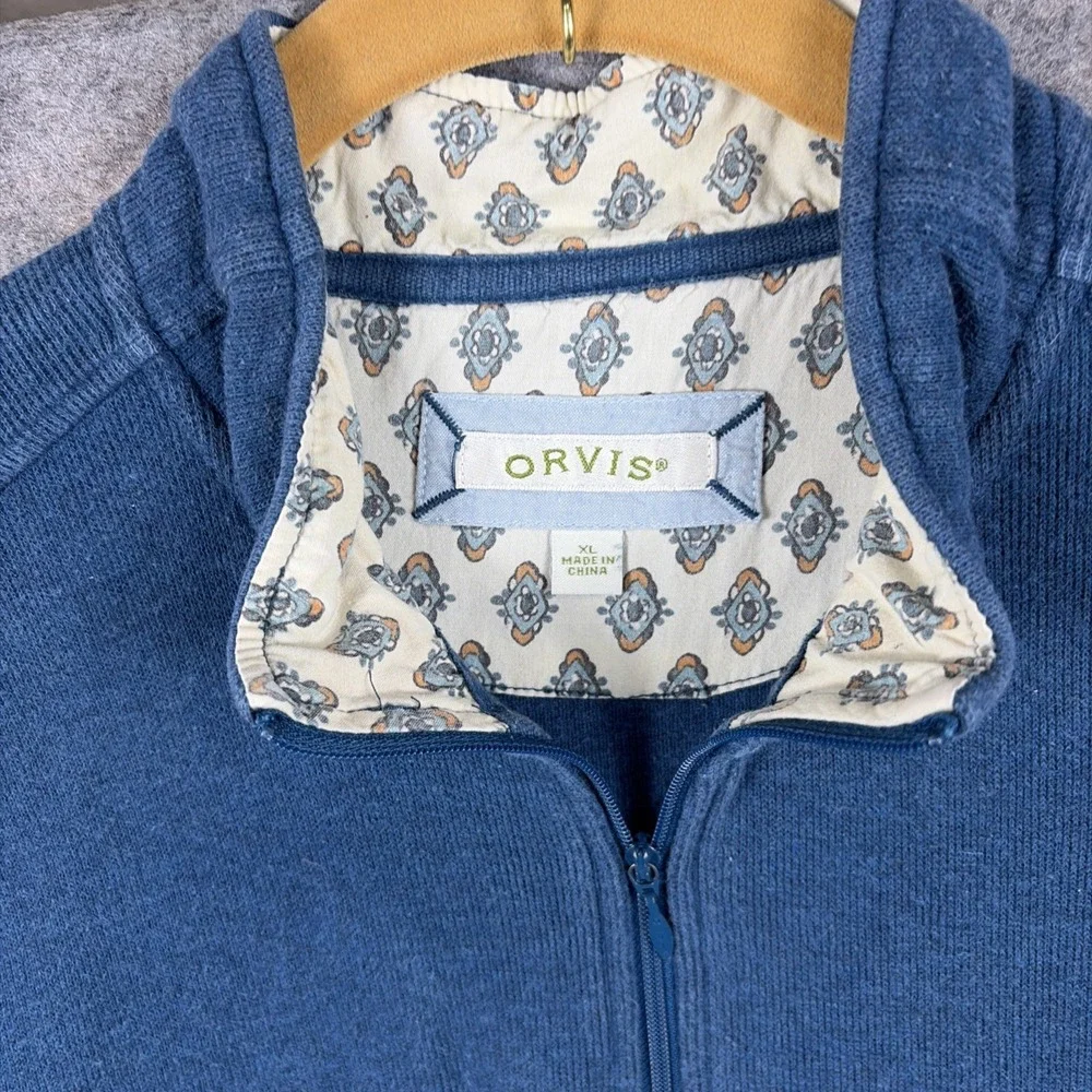 Orvis 1/4 Zip Pullover Sweater Sweatshirt Blue Men's Size XL